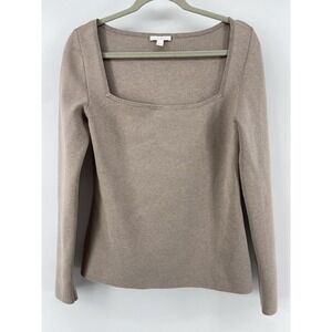 COS Sweater Womens Medium Tan Square Neck Knit Pullover Minimalist Neutral Basic